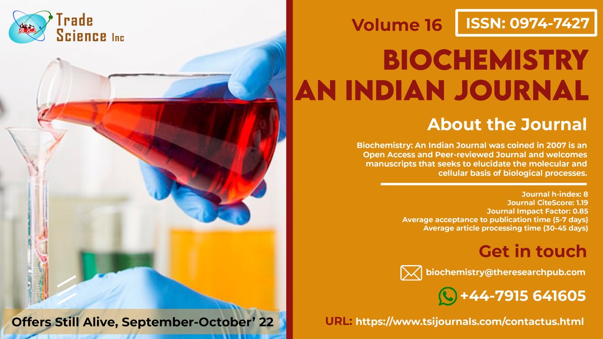 JournalBiochem's tweet photo. #submit and #publish your manuscripts now!
Submissions can be made:
a. Via Journal Page: https://t.co/Z6auzYkL60 OR
b. Via Email: biochemistry@theresearchpub.com
c. Whatsapp: +44-7915-64-1605
#biochemistry #molecularbiology #enzymes #chembiology #RDT #Chemistry #bacteria #Vaccine https://t.co/WJ6Icf9Z4t
