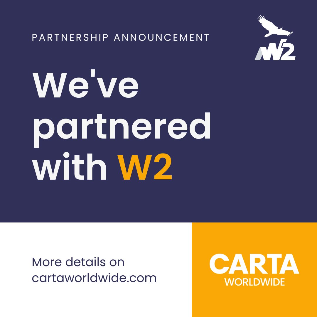 This morning we announce our collaborative partnership for mutual growth with <a href="/W2GlobalData/">W2</a> 🤝 Find out more: cartaworldwide.com/blog/news/w2-a…

#paymentsolutions #paymentsinnovation #paymentservices