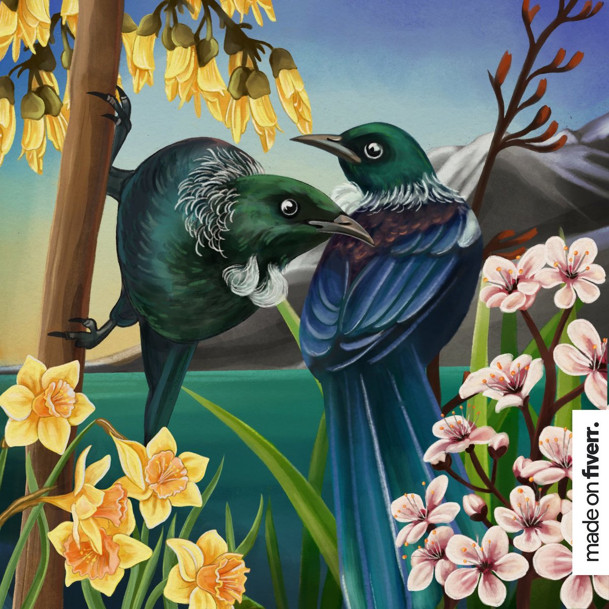 fiverr's tweet photo. We asked two Fiverr sellers who are based at opposite ends of the earth to show us what September looks like for them. 'byastridpr' (Paris, FR) illustrated a morning after rain in Montmartre. 'jazzbailey' (Wellington, NZ) drew a cool, crisp spring morning with native Tui birds. https://t.co/g7fajrFTXN