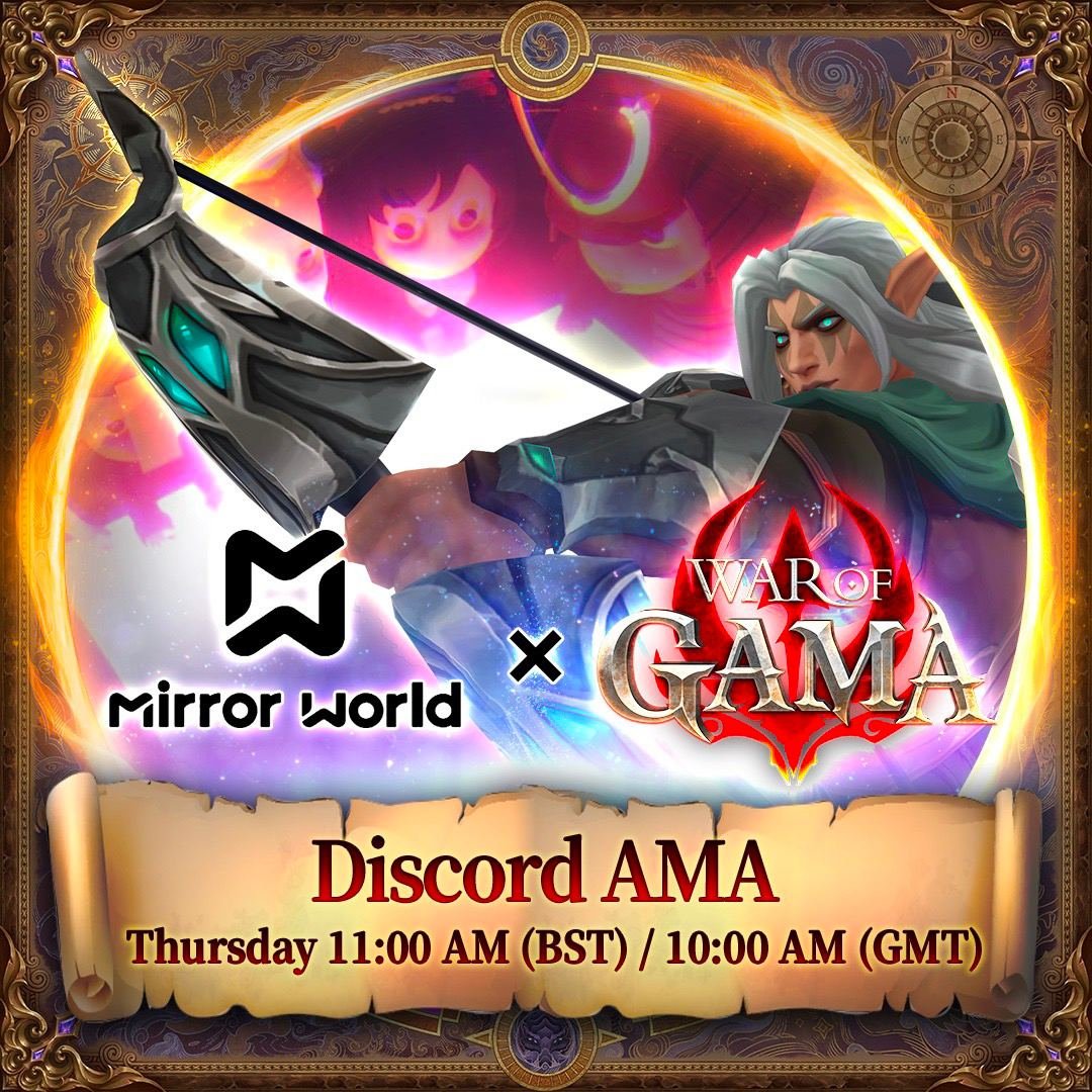 Mirror World × War of Gama #AMA 

⏰ Sep. 22, 10 AM UTC/ 6PM CST, Discord AMA Stage

How to Win Mirror Badge💎
✅ RT, Like, Tag3
✅ follow @joinmirrorworld &amp; <a href="/WarofGAMA/">War of GAMA</a>  
✅ Attend AMA 20 min discord.gg/MpWUCETqVR