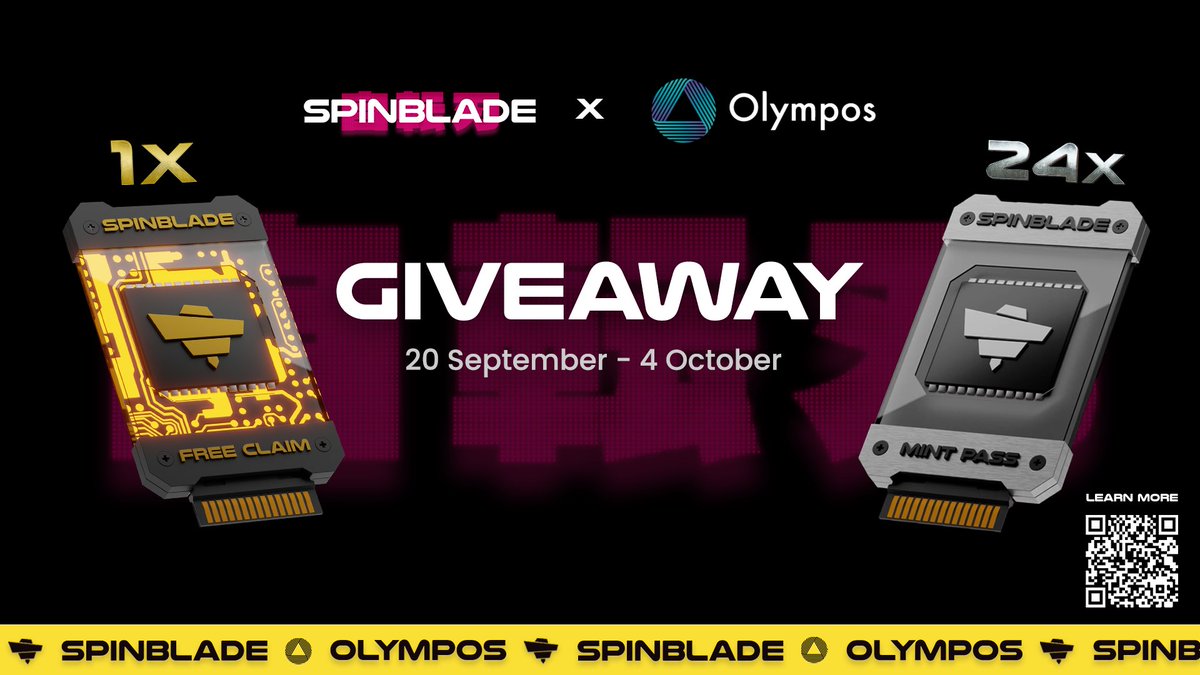 spinbladeio's tweet photo. HAPPY INTERNATIONAL NFT DAY! 🎉

We're celebrating this day with a huge giveaway in collaboration with @OlymposGuild! 🔥🥳

Prizes:
🏆 1x FREE CLAIM PASS 🏆
🏅 24x MINT PASS 🏅

Join the giveaway on @gleamapp 👉 https://t.co/33scp4ywdP

#nft #NFTCommunity #NFTDay #giveaway #web3 https://t.co/HXUqVCoahl