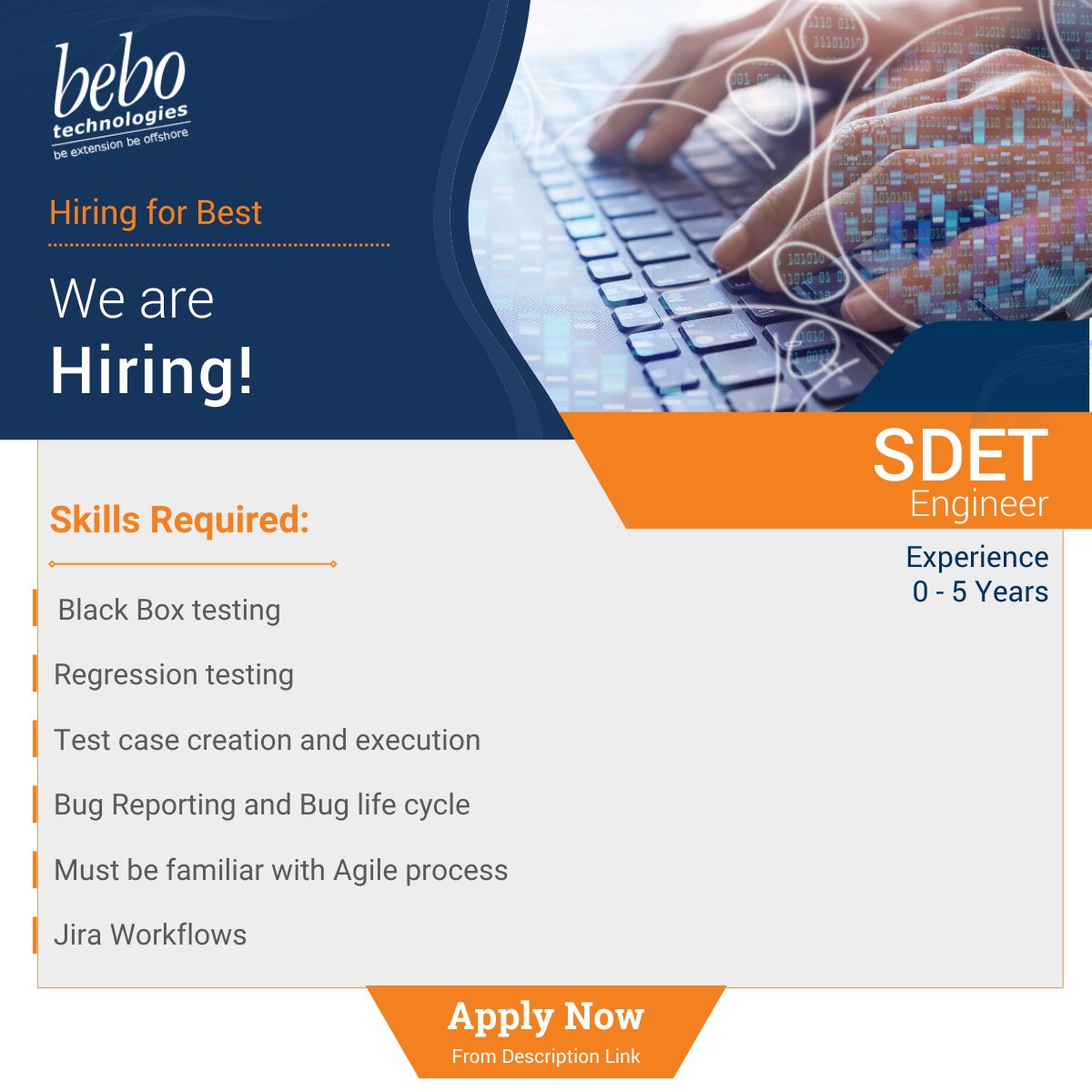 btesedu's tweet photo. Be a part of a Global company with over 20 years of legacy and 1000+ satisfied clients. bebo Technologies is looking for talented people like you to join our ever-growing team
Apply Here: https://t.co/OPmf87vXo3
#sdet #sdetengineer #engineeringjobs #bebotechnologies #btes https://t.co/BKGL4EdAXQ