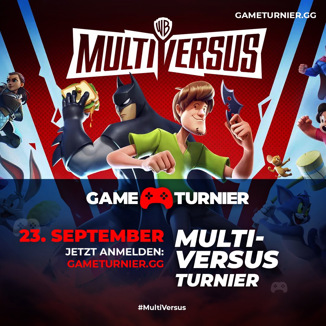 GameTurnier's tweet photo. 🥊 Bereit für eine waschechte Prügelei?
Am 23. September könnt ihr bei uns im #MultiVersus Turnier 🏆 zeigen was ihr drauf habt!
Jetzt anmelden: https://t.co/cBno56dPYn
⏰Der Check-In öffnet um 18:30 Uhr
🪙Zu gewinnen gibts unsere GT Coins
#multiversusgame #multiversusgameplay https://t.co/aHoxAm9zh9