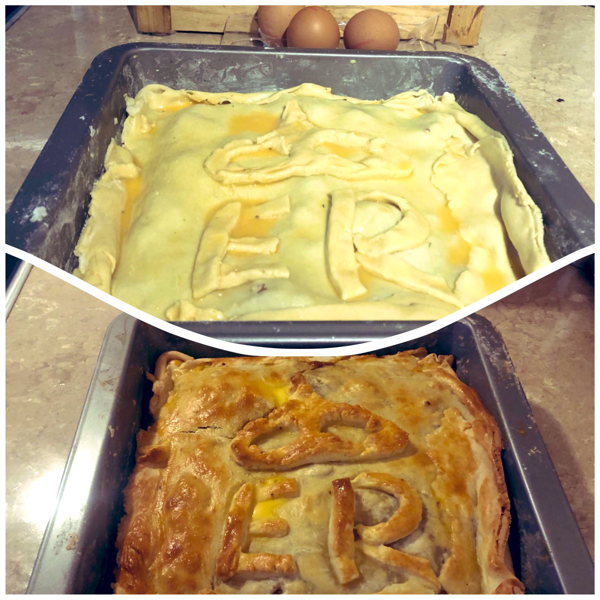 Katiemust's tweet photo. After such an emotional day watching #queensfuneral we needed #comfortfood #homemade #pie #baking #GBBO https://t.co/Kl5Nwp1ZIM