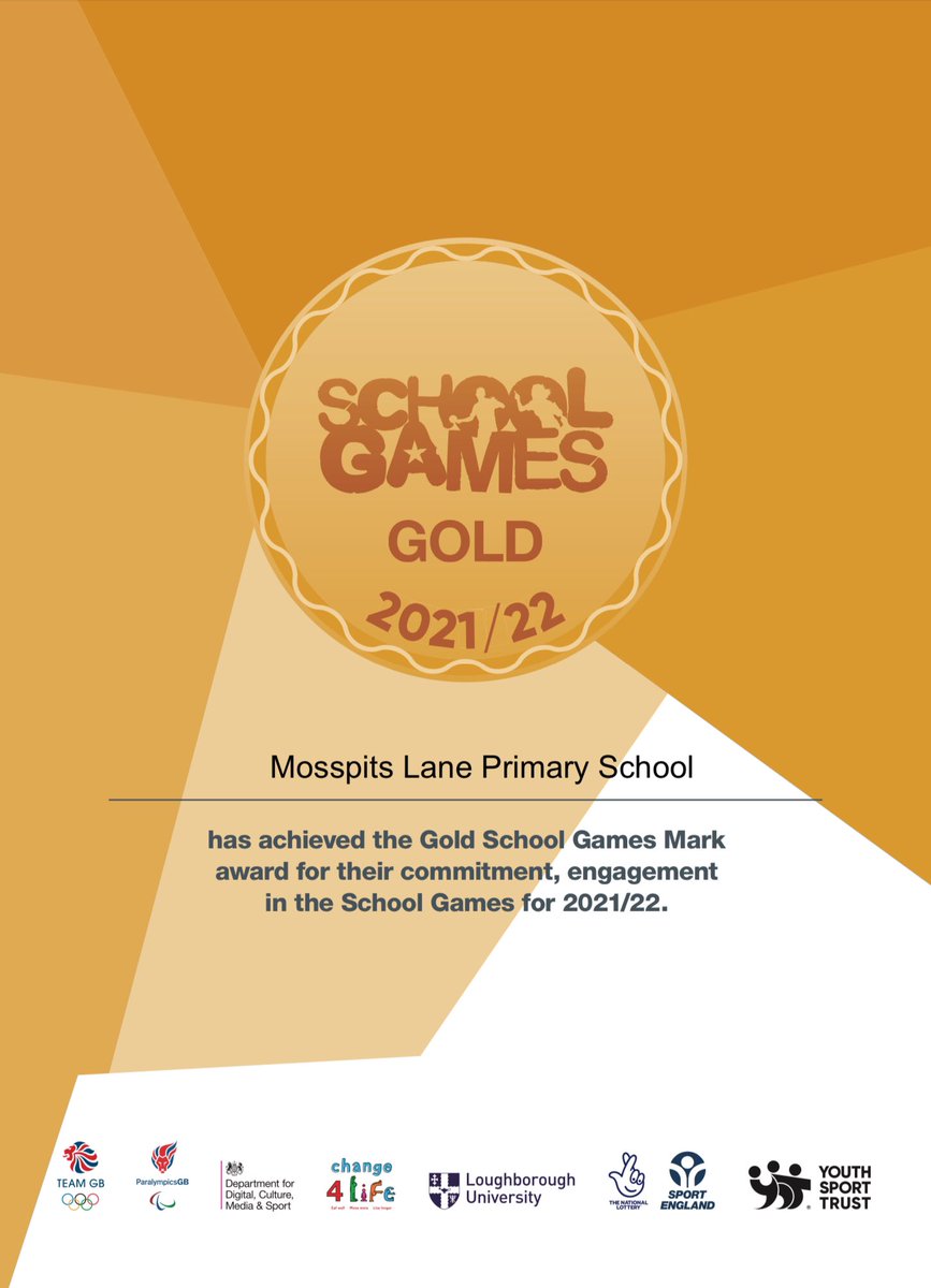 Gold School Games Mark! What a great achievement. Roll on this year. Platinum 😊 #MosspitsPE @mosspitslane <a href="/Liverpool_SSP/">LSSP</a>