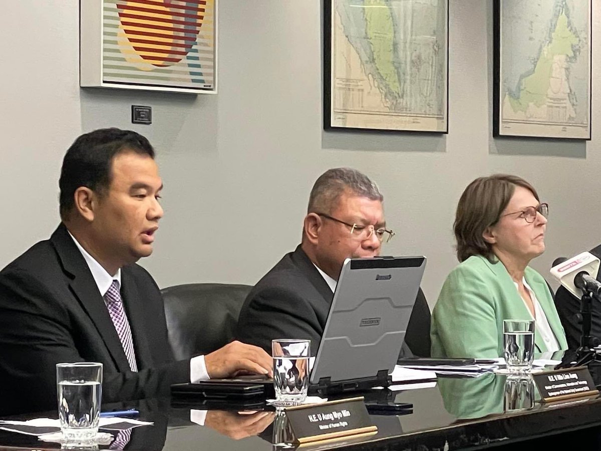BOSCMyanmar's tweet photo. Meeting with Malaysian Foreign Minister, Saifuddin Abdullah, APHR-IPI, and the National Unity Government. https://t.co/qYAjNLcXJb