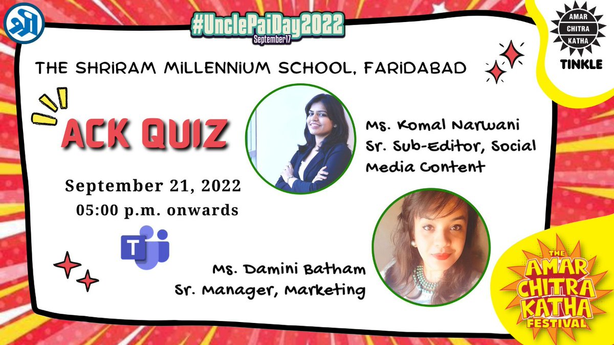 FaridabadTsms's tweet photo. #TSMS #TSMSF #Faridabad #ACKQuiz #BookNPoetryWeek2022 #Tinkle #AmarChitraKatha #UnclePai #RouteToOurRoots #PrideInOurHeritage https://t.co/ftAaHyOqpp