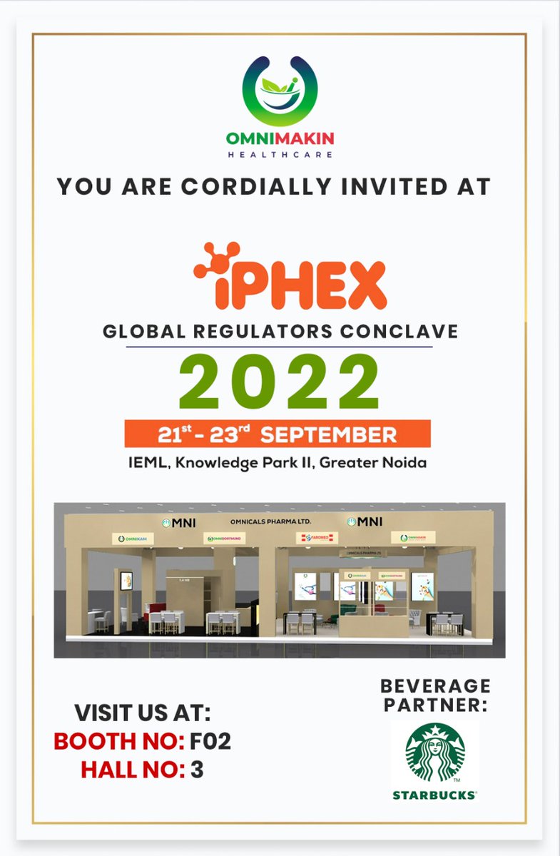 omnimakin's tweet photo. We cordially invite you all    
To taste health with the goodness of nature 
@IPHEX  
Global Regulators Conclave  2022
From 21st September to 23rd September
At IEML, Knowledge Park ll, Greater Noida https://t.co/ik5YWita8y