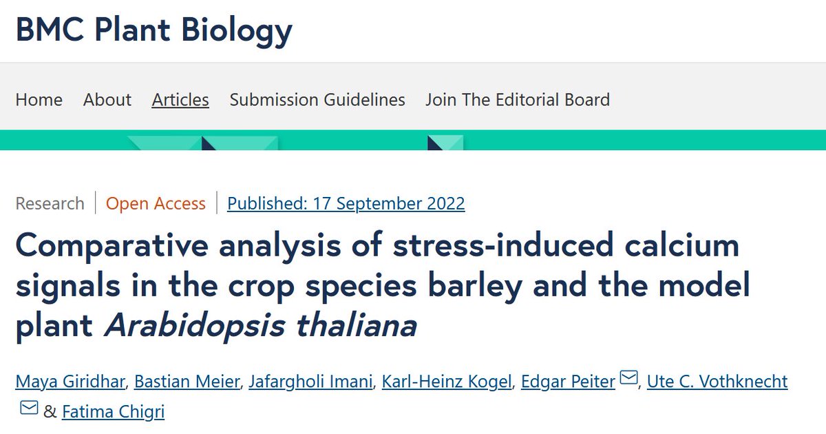 Our analysis of stress-induced calcium signals in barley is online 🎉
DOI 10.1186/s12870-022-03820-5