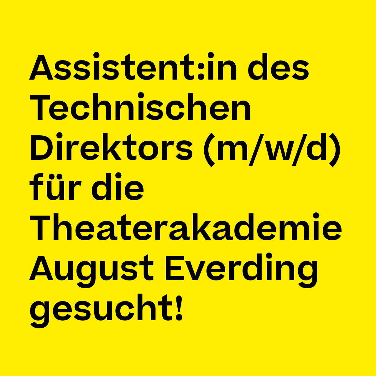 Die Theaterakademie August Everding sucht ab 01.01.2023 eine:n Assistent:in des Technischen Direktors (m/w/d) in Vollzeit (38,5 Std.)
Bewerbungsfrist: 14.10.2022
Weitere Infos unter theaterakademie.de/jobs
#theaterakademie #dieeverding