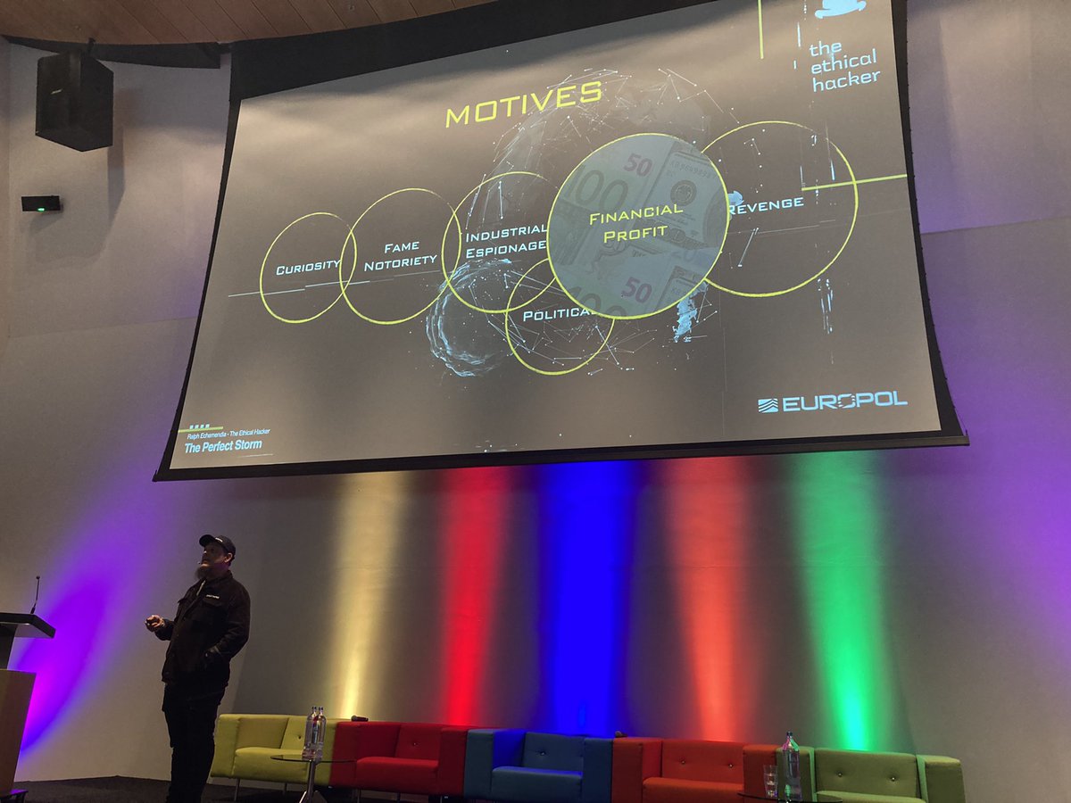 The Ethical Hacker <a href="/RalphR3m1X/">Ralph Echemendia</a> revealing what is driving hackers. #EDEN2022 <a href="/Europol/">Europol</a> HQ. Thanks so much for an awesome closing keynote ✊🙏