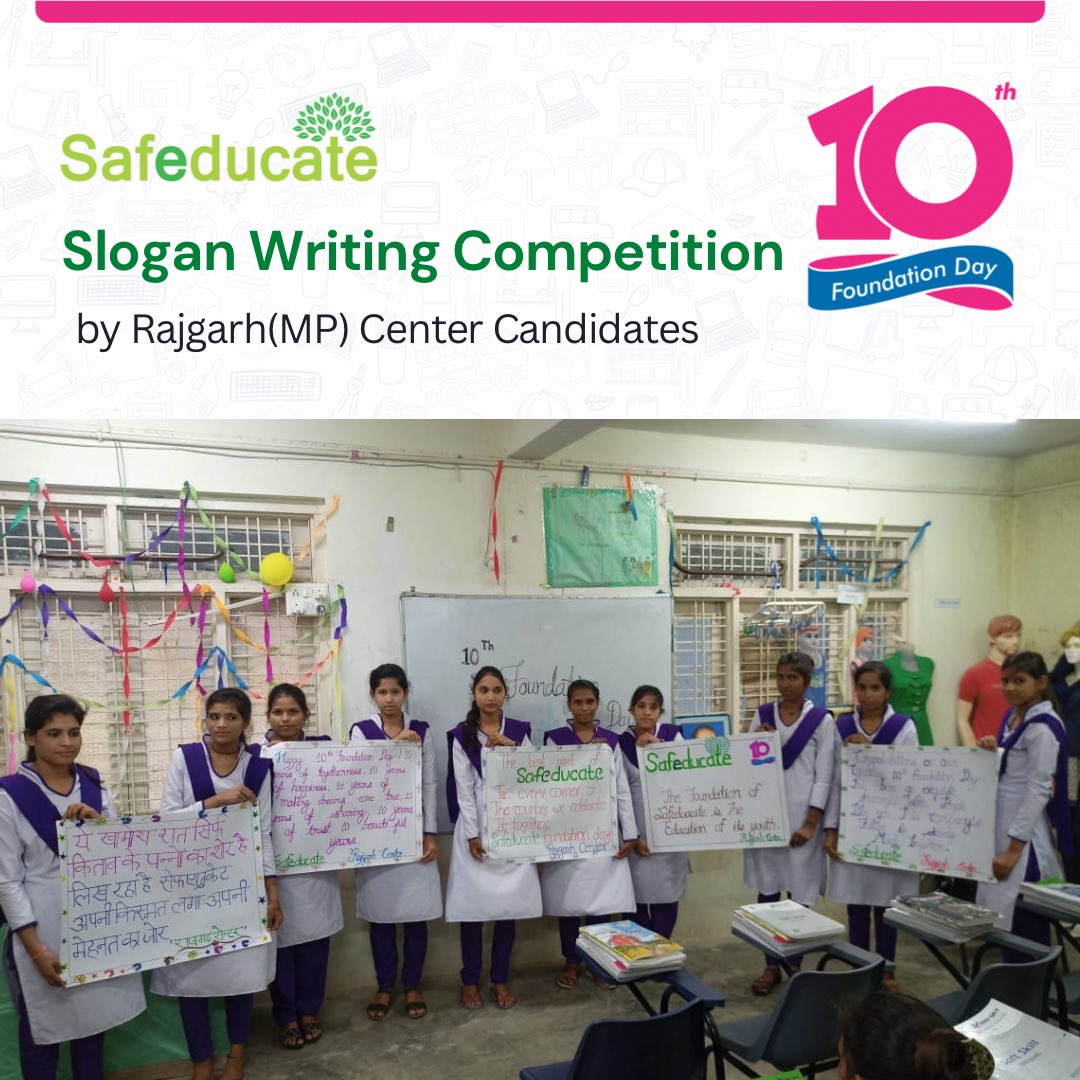 Safeducate's tweet photo. Slogan Writing Competition by Rajgarh(MP) candidates to celebrate foundation week in the honour of Safeducate Foundation Day.

#safeducate #safeducatelearning #foundationday #foundation #celebration #celebrationweek #ddugky #ddugkymord #skills #skilldevelopment #skillindia https://t.co/G5kFs3UOX2