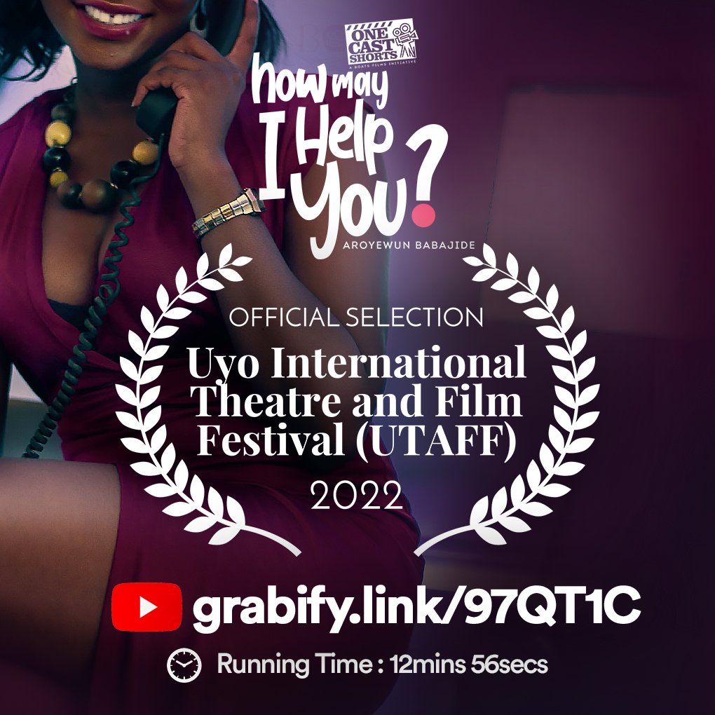 filmsboats's tweet photo. 3 times a charm.
"How May I Help you?" has been selected for screening at the Uyo International Theatre and Film Festival (UTAFF) @utaffestival 2022.
More- https://t.co/1ecRxA0gNw
#boatsfilms #shortFilm #selection #filmFestival #uitff #howMayIHelpYou #akwaIbom #uyo #screening https://t.co/Wwe4hEjMn4
