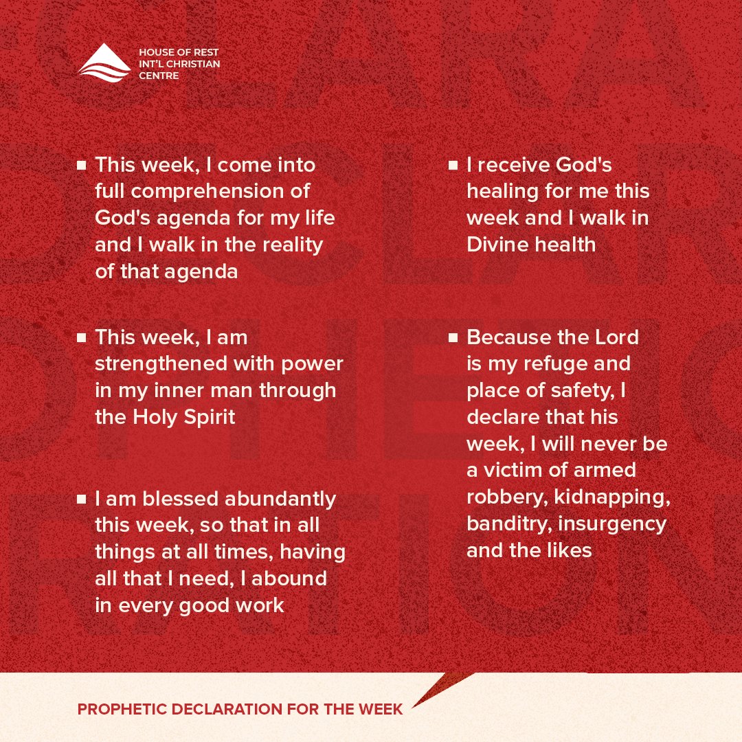 HoRestChurchng's tweet photo. This week, I come into full comprehension of God's agenda for my life and I walk in the reality of that agenda

#Horicc 
#Dose
#churchforthenonchurch https://t.co/qE7xco9ivd