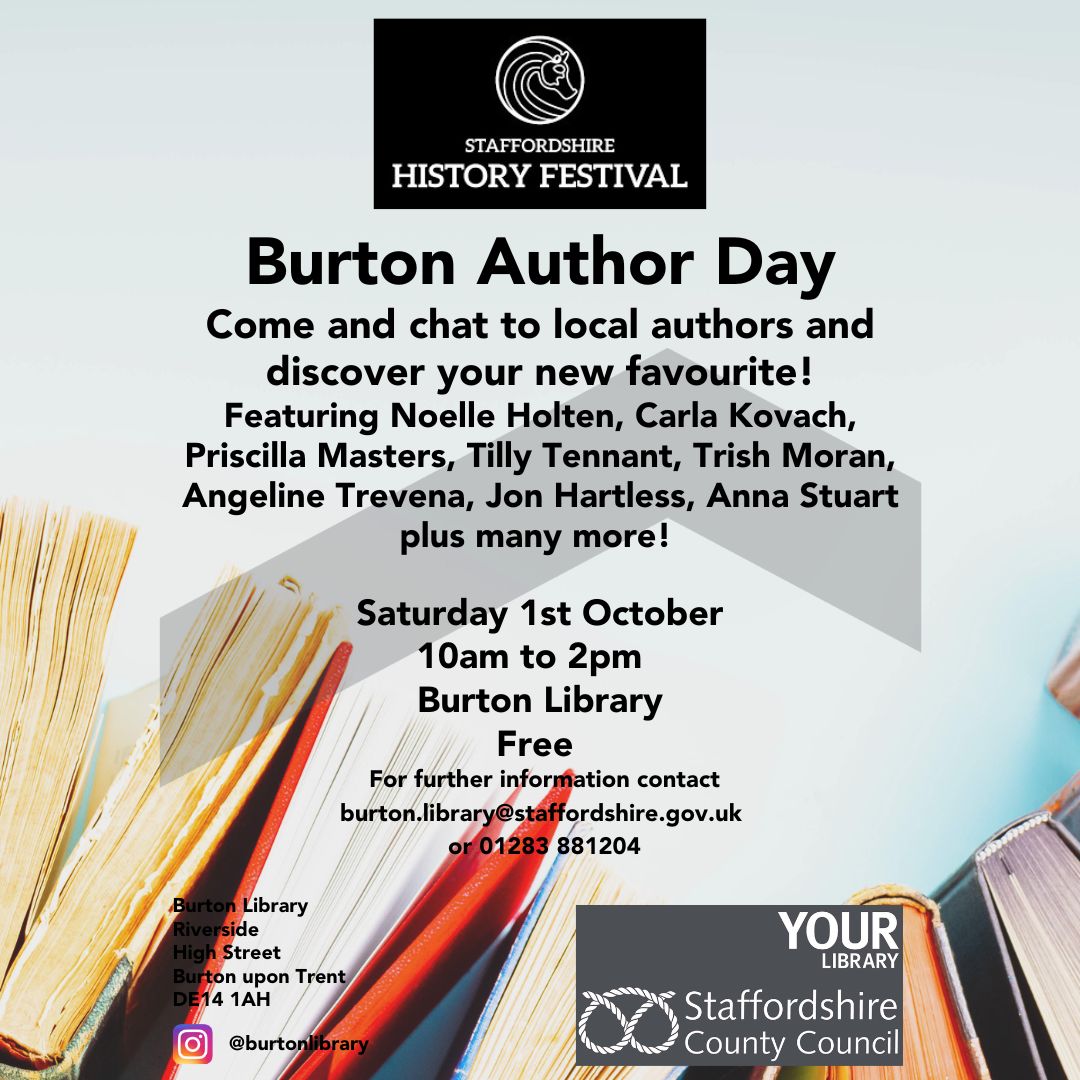 bookouture's tweet photo. 🗓️Save the date! 

Join publicist/author @nholten40 with @bookouture authors: @SherylBrowne @annastuartbooks @CKovachAuthor and @TillyTenWriter plus many more at #BurtonLibrary | @StaffsLibraries on Saturday October 1st between 10am - 2pm. 

#booksigning #authorQandA #free https://t.co/0zm2sy9jc2