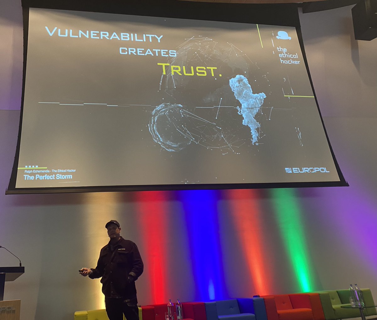 The Ethical Hacker <a href="/RalphR3m1X/">Ralph Echemendia</a> at #EDEN2022 <a href="/Europol/">Europol</a> HQ : “Data Protection is not about cybersecurity, it’t ultimately about trust.” Thanks for this enlightening speech about the Perfect Storm - How the Pandemic Boost Hacking and  Insecurity.