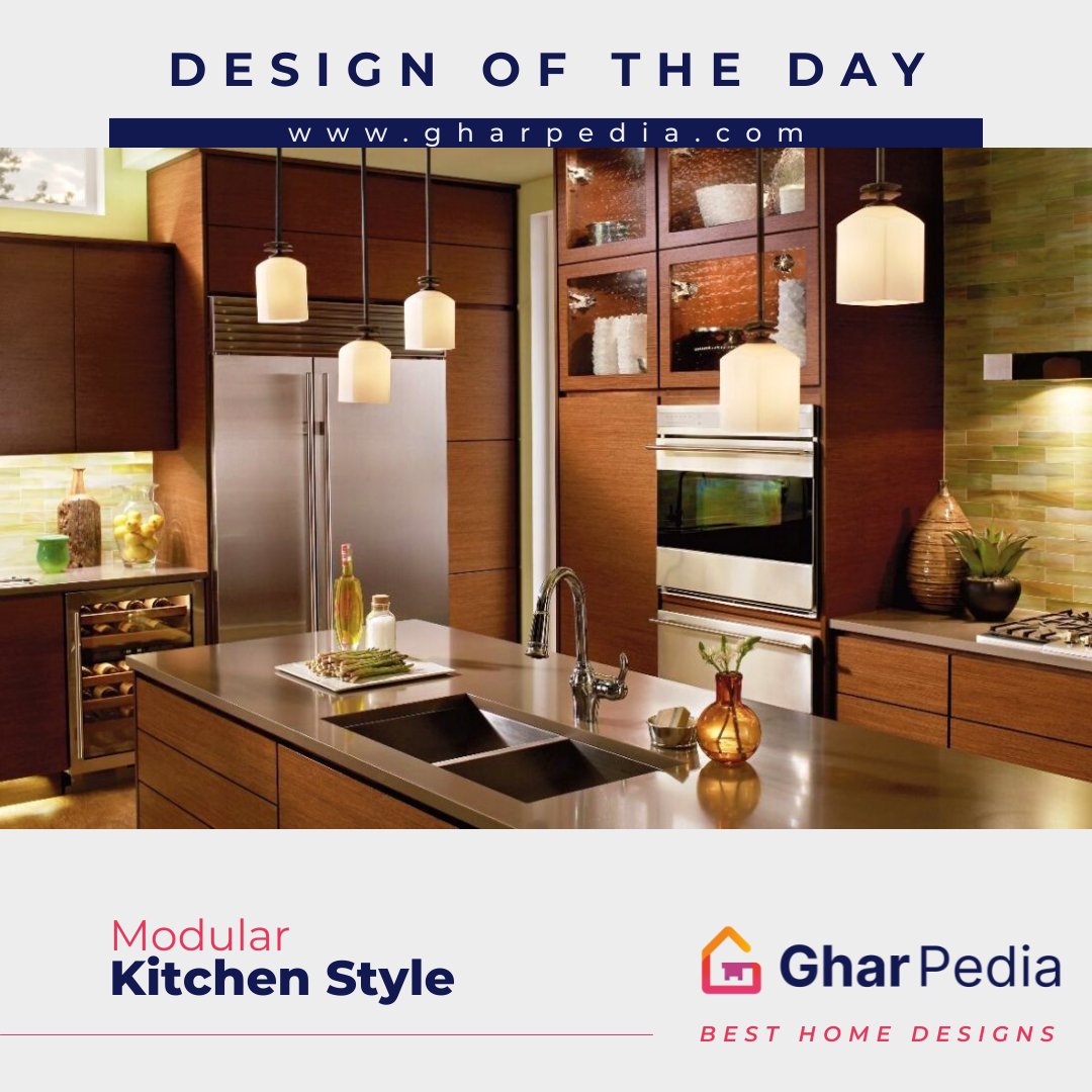 Gharpedia's tweet photo. A brown theme Modular π½ Kitchen including a π½ Kitchen Island with Hanging Pendant Lights enhances your home's design. π
.
Designer - Home Makers, Mumbai
Reach out - https://t.co/Gz62wVTLqo
.
#BestHomeDesigns #gharpedia #kitchen #kitcheninspiration #kitchendesign https://t.co/yWQCUWg4vG