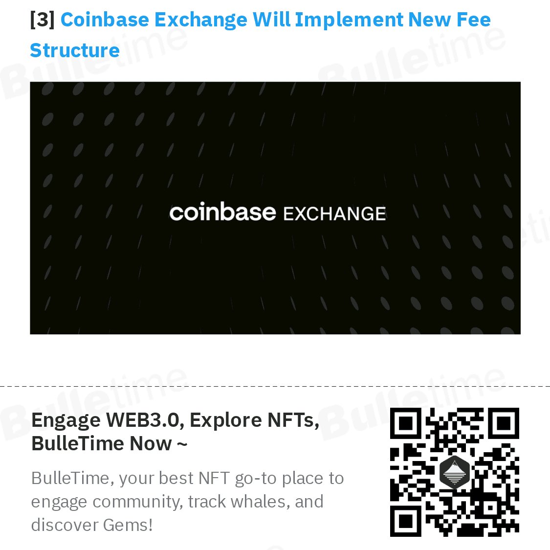 bulletimexyz's tweet photo. 🔥Latest News Highlights🔥
1⃣ OpenSea Launches New Minting Experience.
2⃣PGA Tour Partners Autograph to Launch Golf-Focused NFT Platform in 2023.
3⃣Coinbase Exchange Will Implement New Fee Structure
Full Recap: 👉https://t.co/W4hlcsSv6Q
#bulletime #NFTs #OpenSeaMarket https://t.co/NE5bLz0iYh