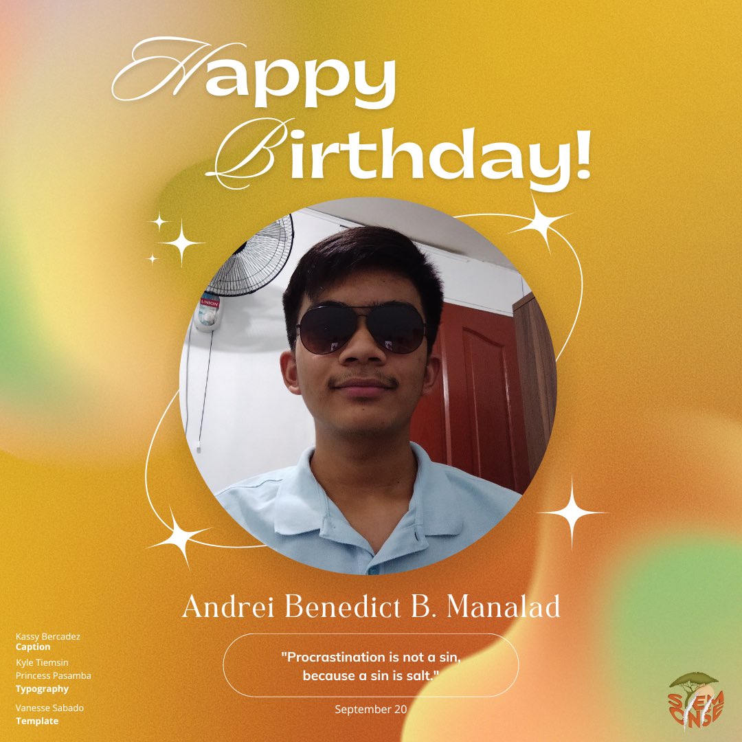 stemonsee's tweet photo. To STEM11’s dearest photographer 📸,

Happy Birthday, Drei! 🥳✨ Wishing you the best on your birthday and also congratulating you on your position as one of the new executives of the Student Council’s IPRO! 🎂🥂

From,
STEM11🐯 https://t.co/Vn2CGkuyFq