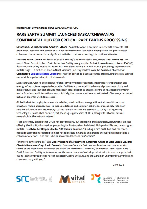 vital_metals's tweet photo. Rare Earth Summit launches Saskatchewan as Continental Hub for Critical Rare Earths Processing: https://t.co/gC11UDbxtq

We're proud to partner in #rareearthsummit2022 and ready to unveil Phase 1 of our Rare Earth Extraction Facility later today (MT)

$VML $VTMXF #rareearths https://t.co/NVwCeNpOXJ