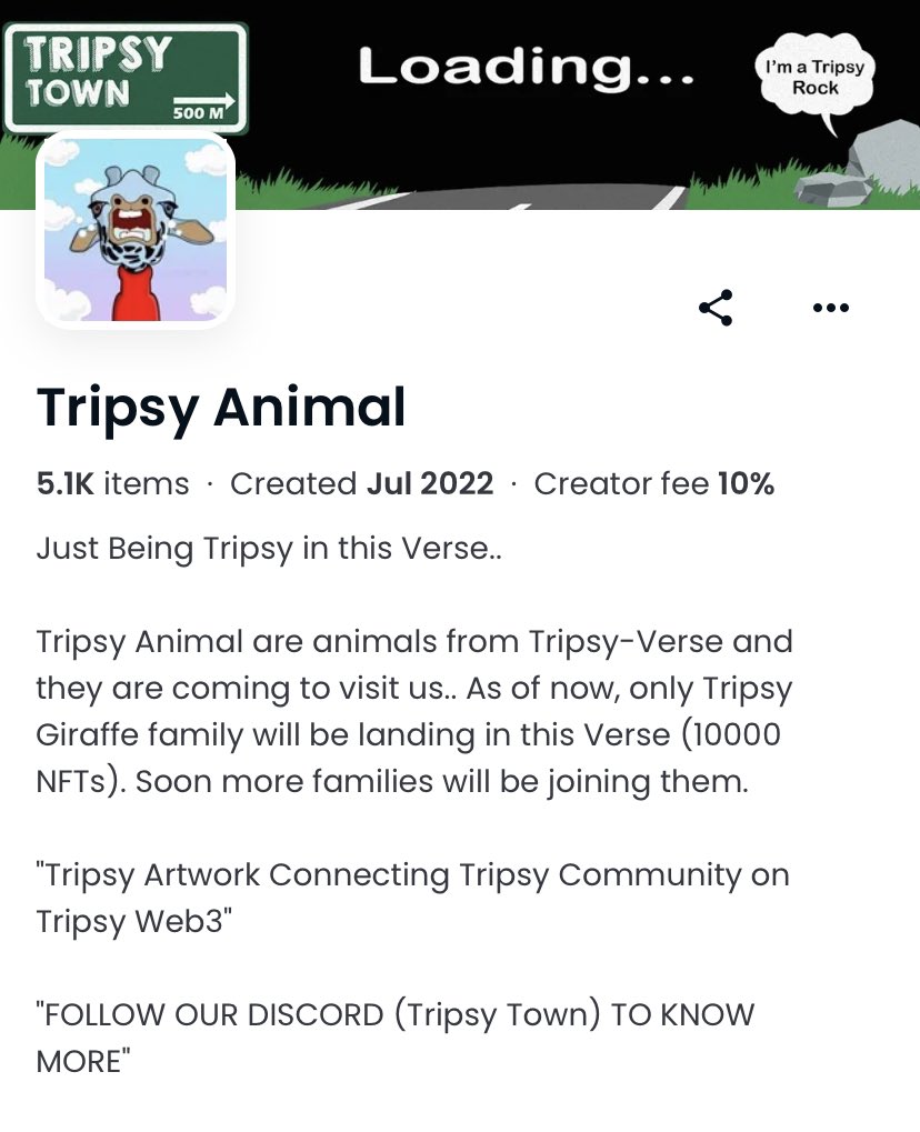 TripsyAnimal's tweet photo. 5000 of our Tripsy Giraffe have successfully reached 🚀 to your Verse🌏. 
Visit the link below to meet us ⬇️.. We will be waiting 🦒

#Nft #nfts #TripsyNFT #NFTproject #mint 

https://t.co/zXYveElVcF https://t.co/iC5Wva8oRc