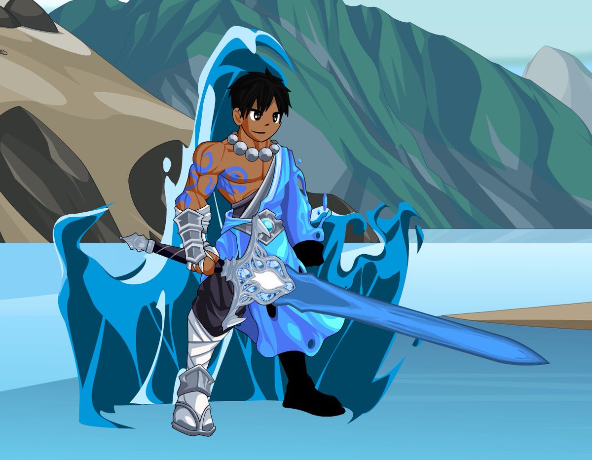 glaciisnow's tweet photo. I'm not sure if my moots remember him (I rarely post about him) but here's the newest look of my male OC Tahoma! Really love @HeroRenegadeFer's wave ground item! Fits his concept perfectly!

Special mention to @ItzHikari's Drenched Monk set and @Aze_arts for the character design https://t.co/ENrqdykZfc