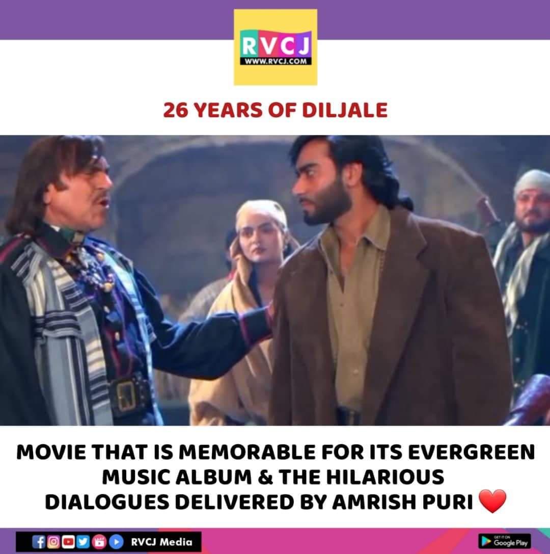 rvcjmovies's tweet photo. 26 Years of Diljale!
#diljale #ajaydevgn #amreshpuri #rvcjmovies #rvcjinsta @ajaydevgn https://t.co/gFDrMEcEKa