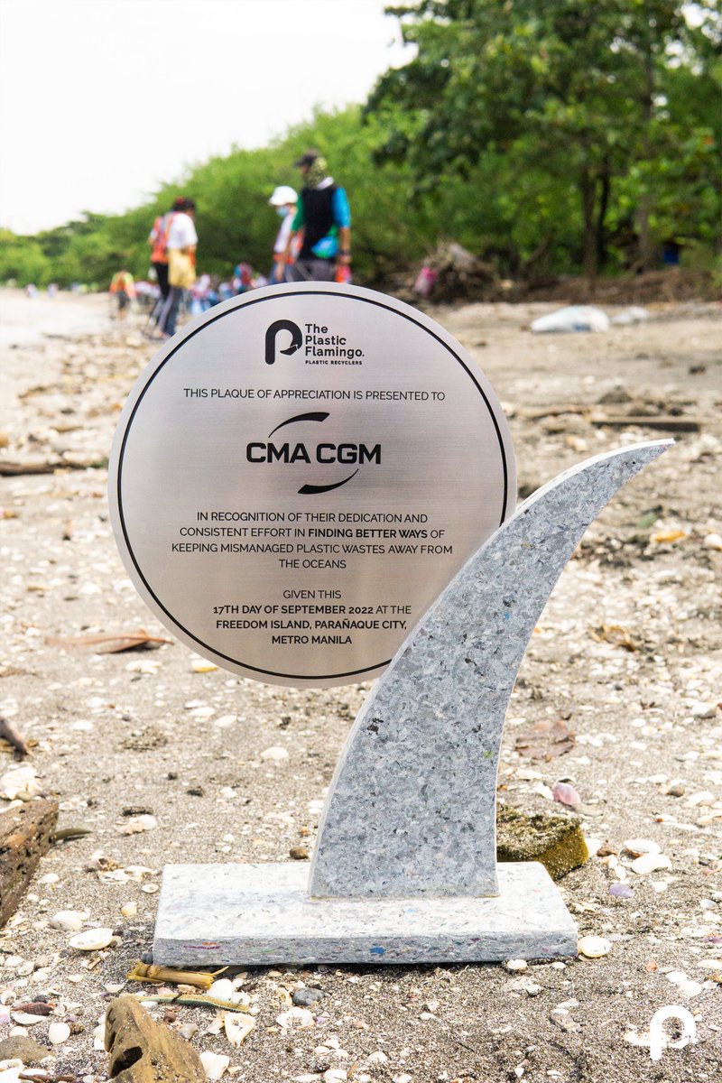 zeplaf's tweet photo. Through the unyielding support of the @cmacgm, WE MADE THIS TROPHY FROM RECYCLED PLASTIC WASTE!

The CMA CGM Group &amp; The Plaf teamed up with One Earth-One Ocean and the Maritime Police to partake in the #InternationalCoastalCleanupDay collecting 1,095 kg of ocean trash. https://t.co/1XHQ4DD61y