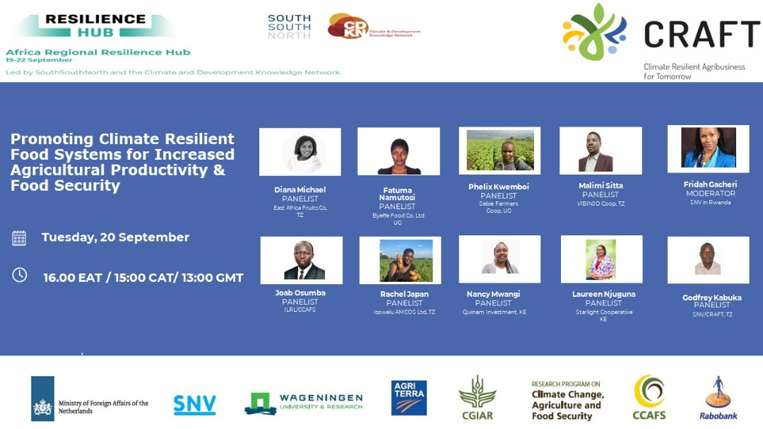 Happening Today at exactly 16.00 EAT; the @crafteastafrica’s side event #COPResilienceHub, I am so excited to attend and learn #ClimateSmartAgri, join me by clicking here bit.ly/3qjyhwG