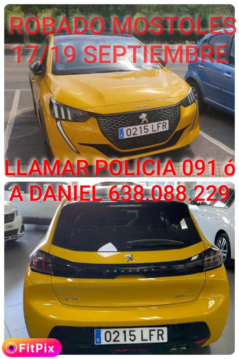 DannyBennington's tweet photo. ME HAN ROBADO MI PEUGEOT 208 GT LINE!! 
Matrícula: 0215 LFR
Por favor si lo veis avisad a la policía.
MÁXIMA DIFUSIÓN POR FAVOR.
Muchas gracias a todos y todas 🙏🏻🤍 https://t.co/75ONLzJClg