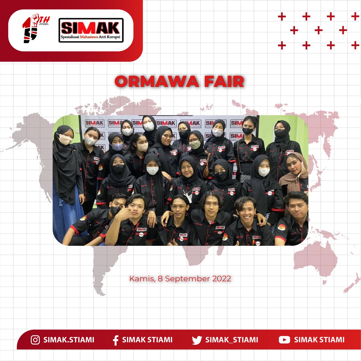 SIMAK_STIAMI's tweet photo. Spesialisasi Mahasiswa Anti Korupsi (SIMAK) ikut berpartisipasi dalam kegiatan SIIAP 2022 Institut STIAMI yaitu Ormawa Fair yang dilaksanakan pada :
Hari : Kamis, 8 September 2022
Tempat : Ruangan 401 Kampus Institut STIAMI Pusat.
#bangkitlawankorupsi
#ormawafair
#simak2022 https://t.co/TECjwg6gXf