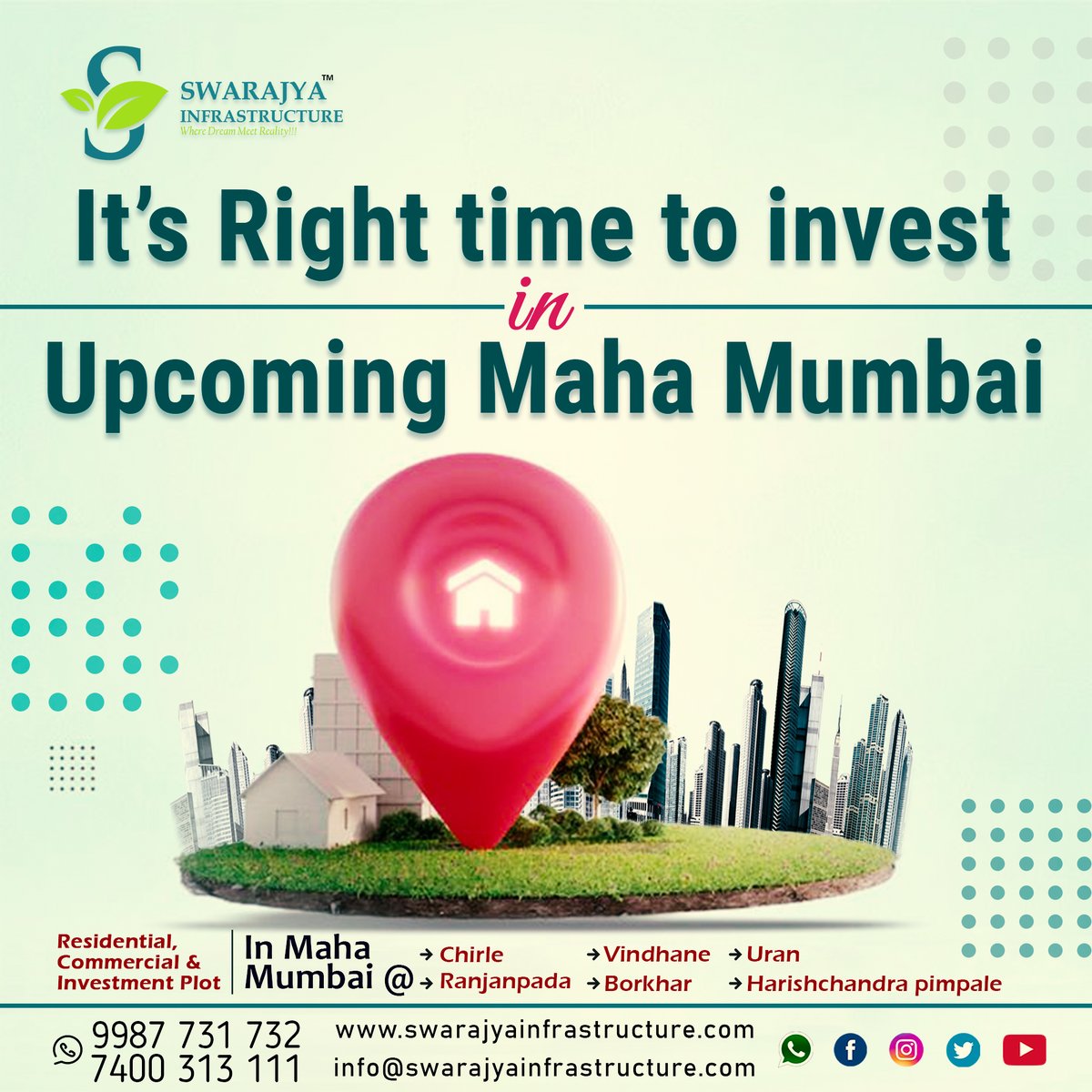 SWARAJYAINFRAS2's tweet photo. - Invest In Maha Mumbai @ Chirle, Vindhane, Borkhar,
Ranjanpada, Harishchandra pimpale, Uran.
Visit our office for your Dream Plot
Contact: 9987731732/ 7400313111
https://t.co/pMfCcAl8Au
#investmentproperty #Chirle #vindhane #Ranjanpada #navimumbai
More Info. in description⤵️ https://t.co/4AnvRn5OWB