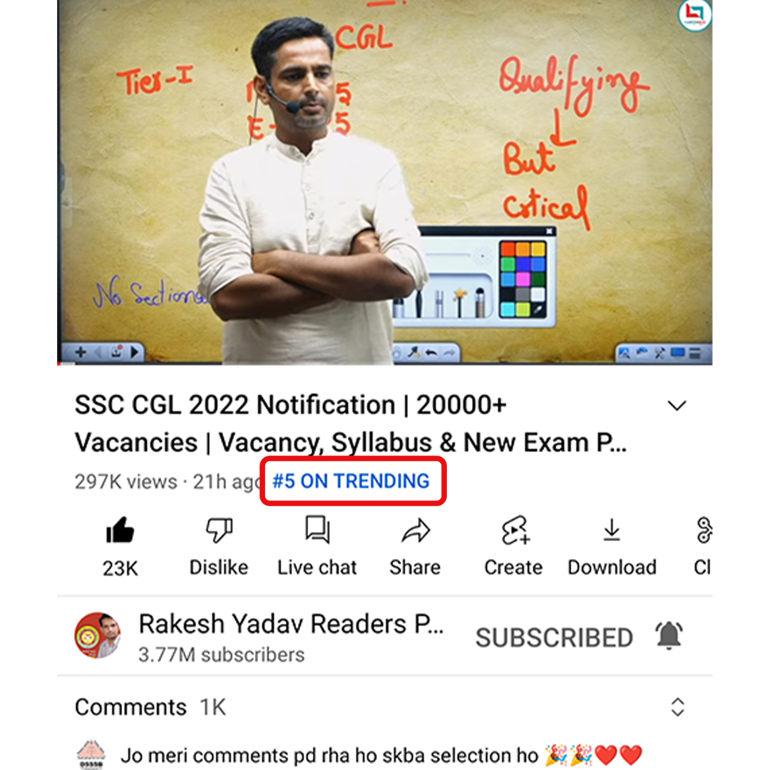 CareerwillApp's tweet photo. #5 on Trending 🔥🔥Share with all SSC Aspirants ❤️❤️❤
Video Link: https://t.co/7XdZqcI9UT
.
.
.
#SSC_CGL #SSCCGL #CGL2022 #SSCCGLNotification #SSC_CGL_2022_Notification #RakeshYadavsir https://t.co/4zfwyJtkua