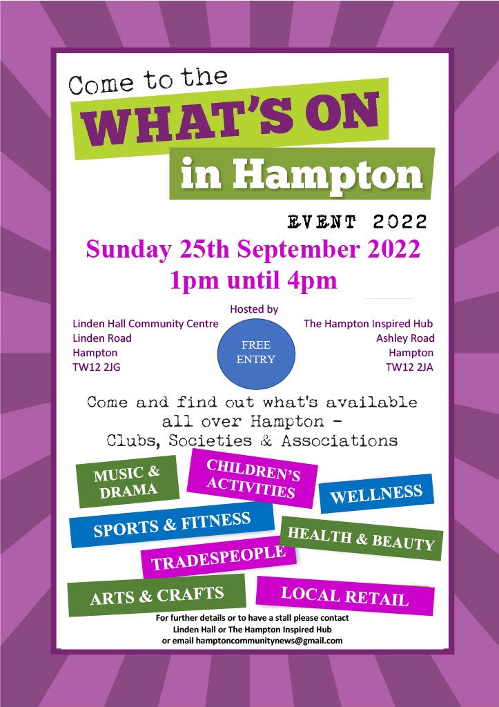 Don’t forget to drop by and check out how many amazing things we have going on in Hampton, in these times of rising costs keeping it local makes sense, and you’ll be surprised how much there is going on around you!
