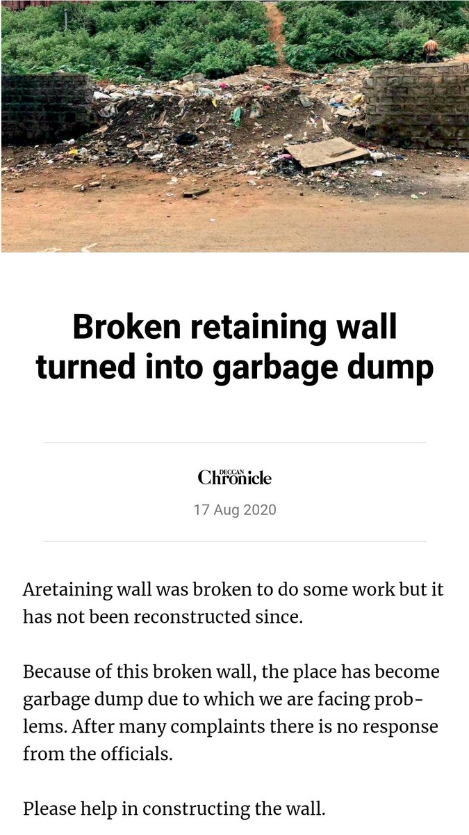 pavanr2345's tweet photo. Sir @KTRTRS,This wall at Fathenagar is broken to clean Nala but it not built for which it has become a garbage dump yard.We residents are facing health issues because of this. I request ur Intervention in building the wall as it is making our lives miserable.@GadwalvijayaTRS https://t.co/tfP91QYpML