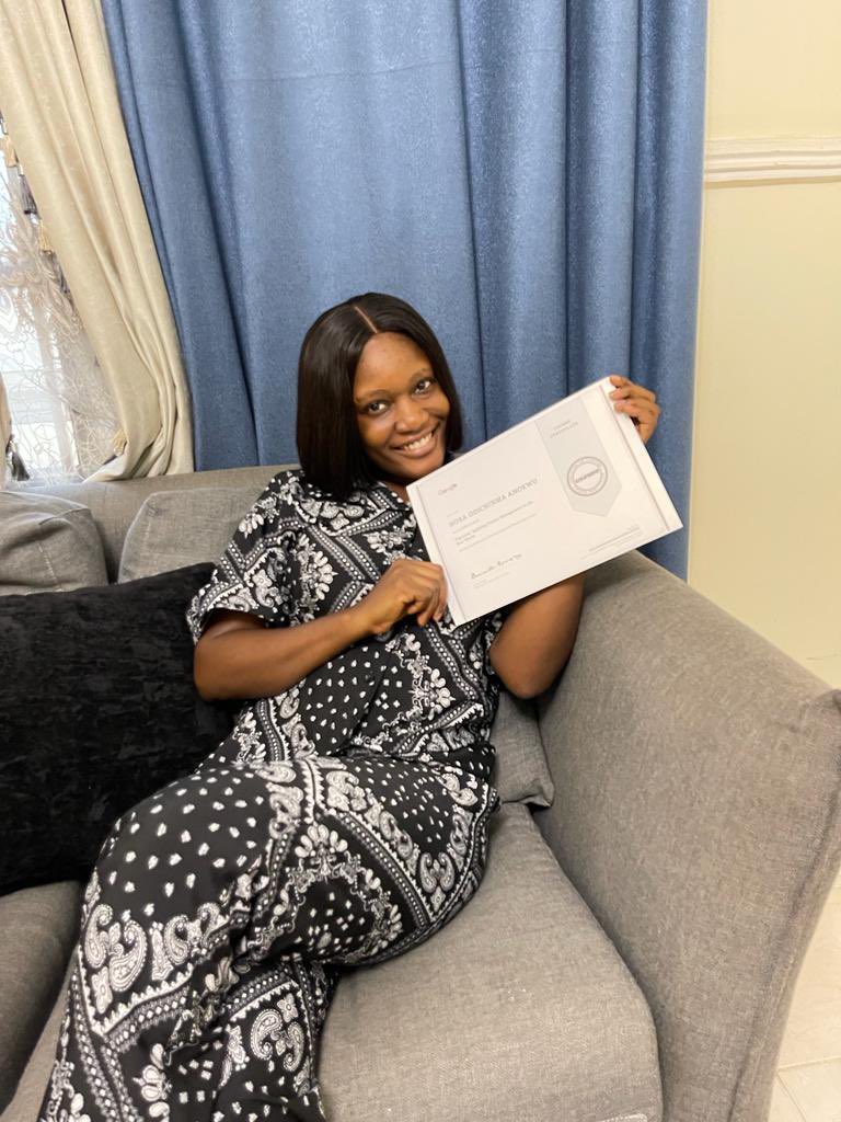 Norablissful's tweet photo. It’s a milestone for me and I need celebrate it🍾 .  Google professional certificate on project Management ✌🏽 https://t.co/1dU548Ayaa