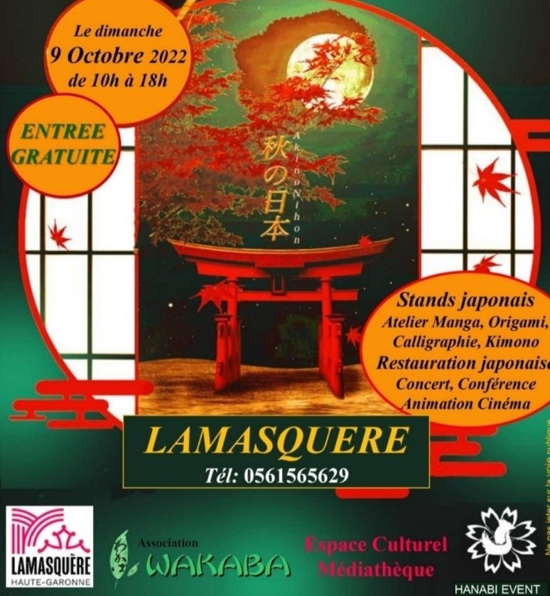 kokoroya's tweet photo. Fête de l'automne japonais le 9 Octobre à Lamasquere.
De 10h à 18h entrer gratuite !!

De nombreux stands, déco artisanat,art floral, manga, calligraphie, origami, restauration japonaise, conférences, animation cinéma
Venez  partager un beau moment de convivialité https://t.co/YH4wsBJ839
