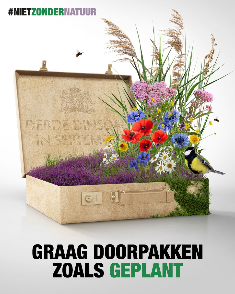 IVNNederland's tweet photo. Namens miljoenen Nederlanders roepen 86 organisaties de politiek op: pak ook in 2023 door, want we kunnen niet zonder natuur. De natuur geeft ons alles wat we nodig hebben: schoon water, een groene leefomgeving, vruchtbare grond en gezonde lucht. #nietzondernatuur #Prinsjesdag https://t.co/ke6cgVjJJZ