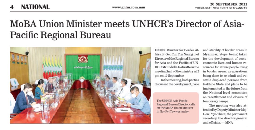 EithinzarMM's tweet photo. How Shameless!!!! 
Are they @Refugees proud to work with murderers? 
#whatshappeninginmyamar 
#SaveMyanmarChildren 
#SaveMyanmar https://t.co/YltuS1zKvo