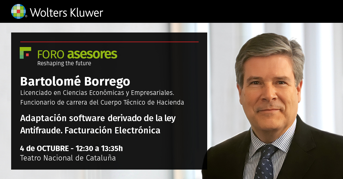 WKa3Software's tweet photo. 🗓 04/10 🔵 Foro Asesores Wolters Kluwer
No te pierdas la ponencia de actualidad #fiscal con Bartolomé Borrego.
➡ https://t.co/FDMqiPrfCY
#ForoWK #Asesoría #DespachoProfesional #EventosWK https://t.co/0SoGpYmga3