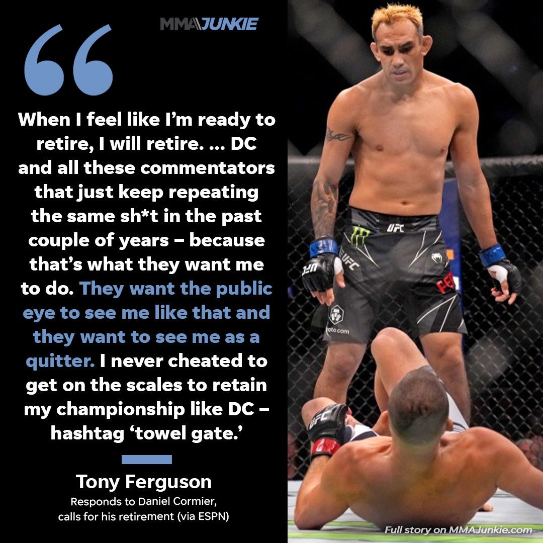 MMAJunkie's tweet photo. Tony Ferguson will retire on his own terms. 😤

Full story: https://t.co/IKCIGltm7j https://t.co/Jcxvt15NYB
