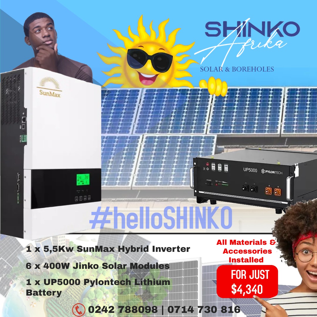 ShinkoSolar's tweet photo. We love a good deal. Introducing 1 x 5Kw SunMax Hybrid Inverter, 1 x UP5000 Pylontech Lithium Battery, 6 x 400W Jinko Solar Modules, and all the necessary materials to set up your first solar power system!
#helloShinko #Solarsystems https://t.co/drXBnAZMaZ