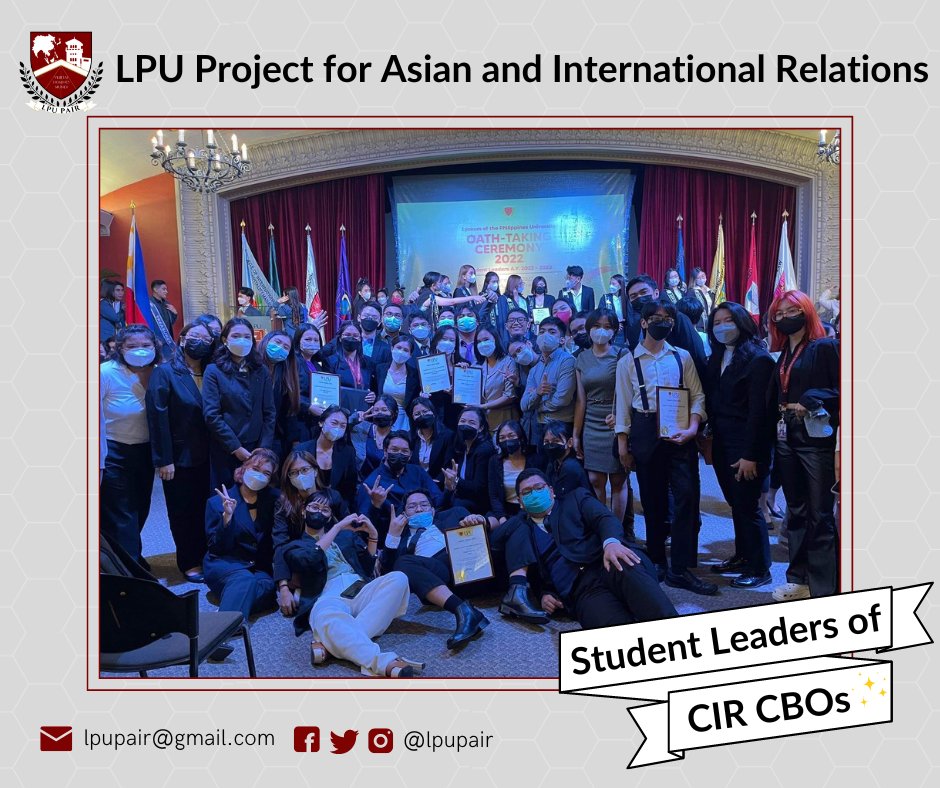 lpupair's tweet photo. The LPU PAIR officers are all excited to serve the organization and offer activities and events to further hone our skills, Pioneers of Change! ๐
Photo (c) CIR CBOs
#LPUPAIR #PAIRWithUs #BePrePAIRed
#OathTakingCeremony2022 https://t.co/iObfr3TTWY