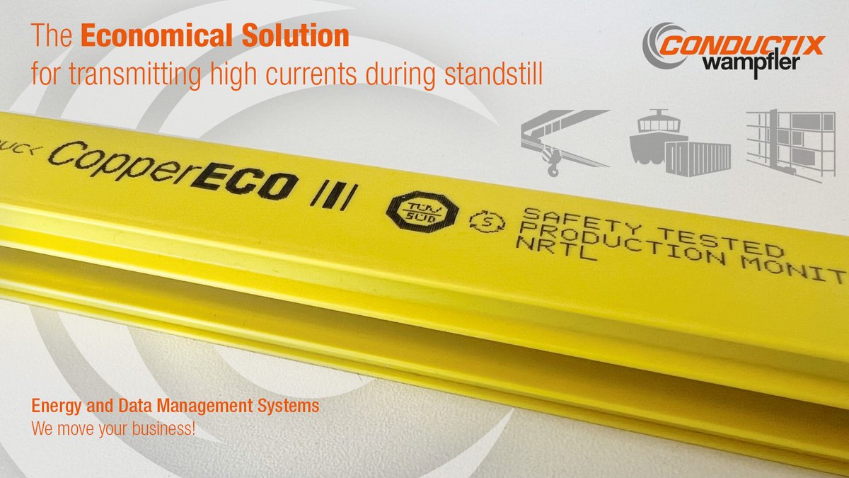 CxW_Global's tweet photo. With #CopperECO, Conductix-Wampfler offers an excellent price-performance alternative in #ConductorRails between copper and aluminum-stainless steel. Learn more about CopperECO: https://t.co/Bf8Irlak1y https://t.co/Fxs0kAACnk