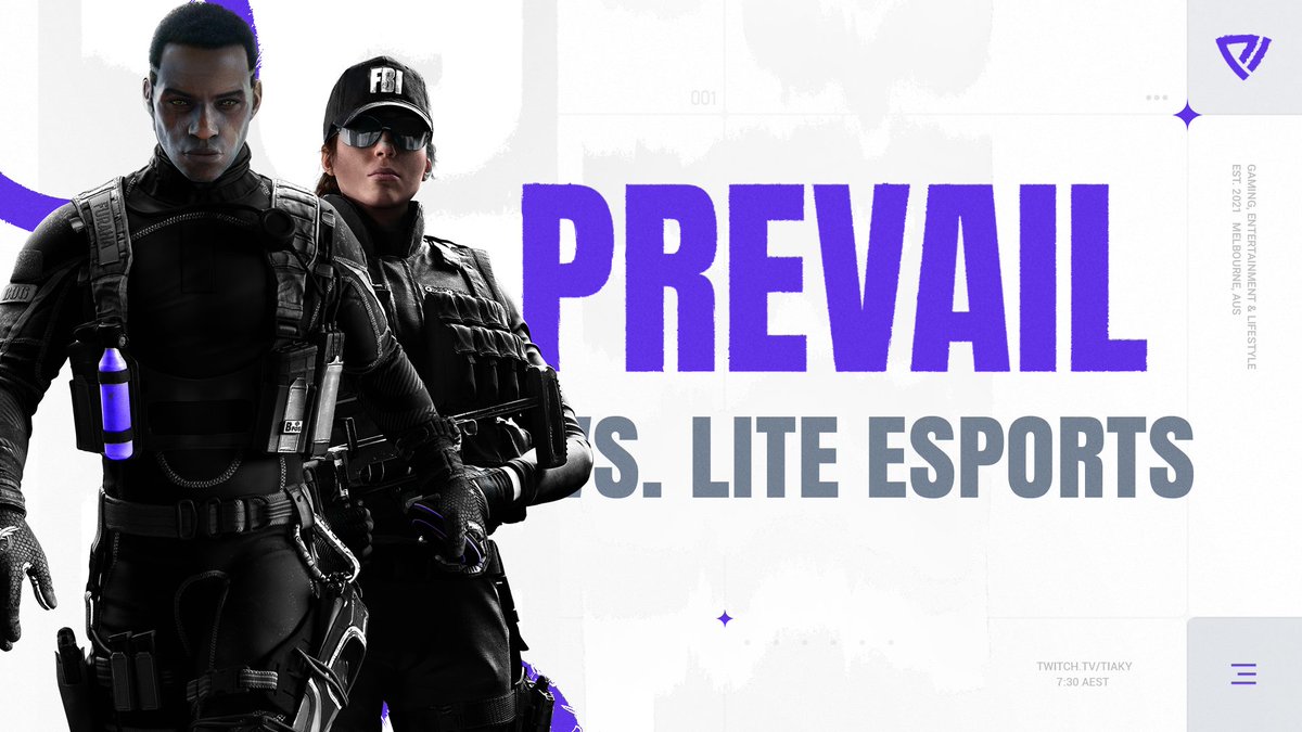 PrevailANZ's tweet photo. [#PRVLR6]

Gameday vs Lite Esports👊

Casted by🚨
https://t.co/zGP0eJXpqv

#WePrevail | @R6esports | #PRVL https://t.co/RgzdhlRBrt