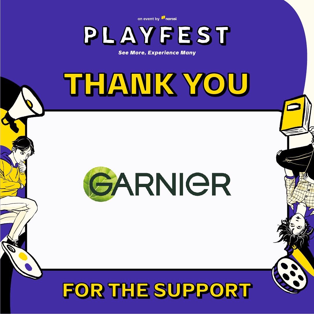 playfestnarasi's tweet image. #Playfest2022 wouldn’t be the same without all the support from @sehatAQUA @GarnierID @Urbnxid. Once again, thank you for supporting us!🙌🏻 | Playfest

#Playfest2022 #ReactivateYourSense