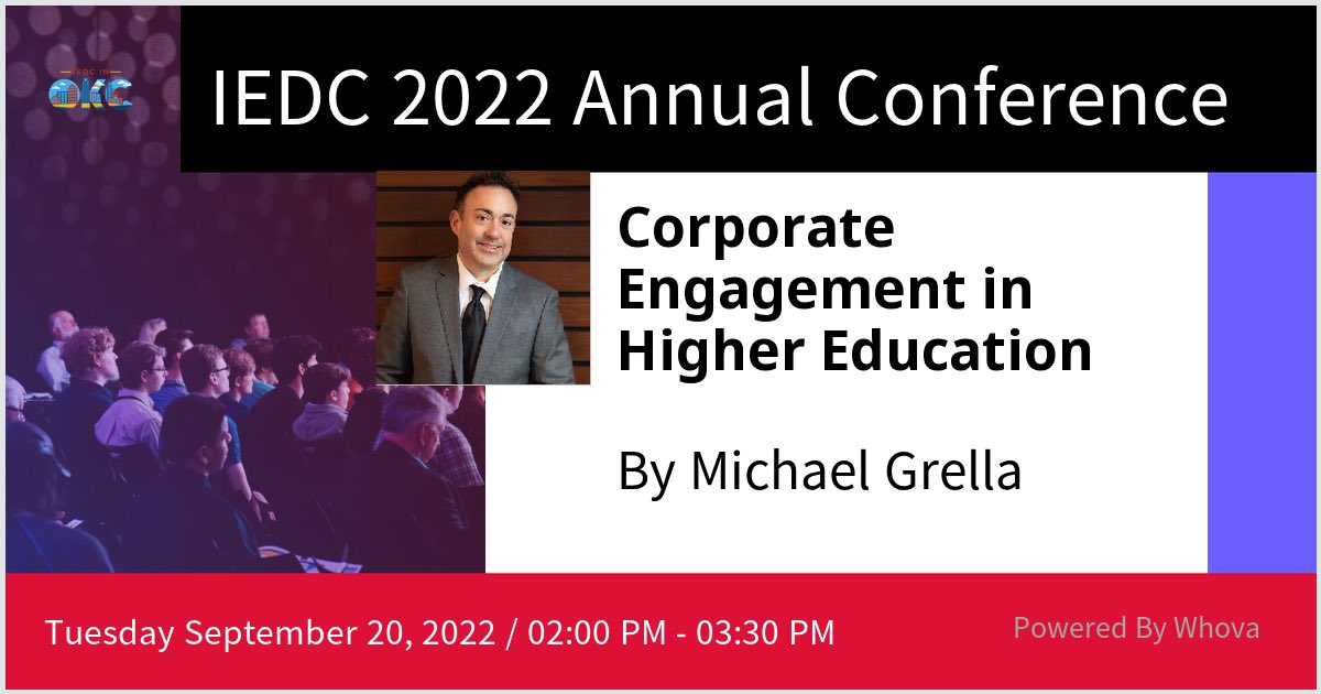 Look forward to speaking at ⁦<a href="/IEDCtweets/">IEDC</a>⁩ 2022 Annual Conference in #OKC on # #HigherEducation #workforcedev on a panel moderated by the highly esteemed Cody Mosley #econdev director for  ⁦<a href="/FrancisTuttle/">Francis Tuttle</a>⁩. #IEDCOKC. #siteselection #economicdevelopment #OklahomaCity