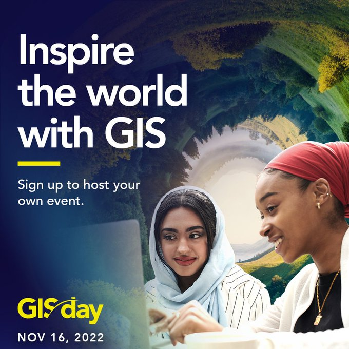 El próximo 16 de Noviembre se va a celebrar el #GIS Day 2022. 🥳🥳🥳🥳🥳 Puedes ya registrar tu evento y empezar a planificarlo 👉bit.ly/3BOik7p ¡No pierdas esta oportunidad! Es la ocasión de mostrar todos tus recursos a la comunidad GIS. 🤩🤩🤩🤩🤩