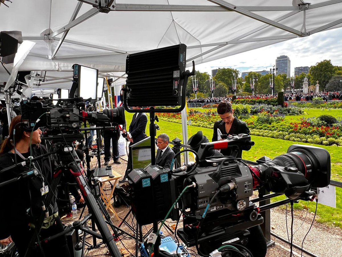 SpectraTVAndrew's tweet photo. From the start, breaking news of the passing of Queen Elizabeth II, to the special event of a State Funeral. 12 days of 6 TX camera paths and comms for EBU at Canada Gate. https://t.co/qpD0wKVEnm