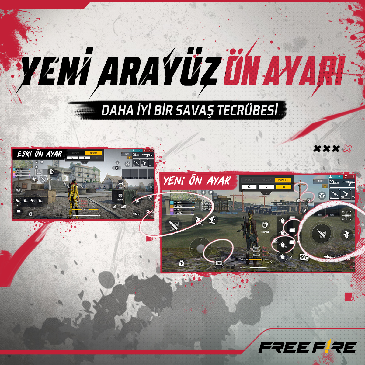 Oynanış Güncellemeleri❗

Silah Dengeleme Düzenlemeleri🔥
Yeni Arayüz Ön Ayarı 🔥

💥Takipte kal!

#FreeFire #FreeFireTürkiye
#FreeFireGüncellemeleri